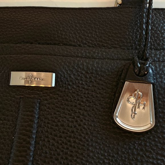 Cole Haan Marcy Tech Tote Bag Leather Slim Black Handbag - Picture 6 of 15